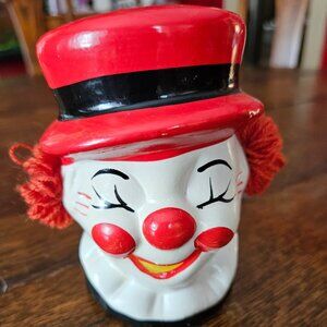 Vintage Clown Piggy Bank Ceramic Head Smiling Face